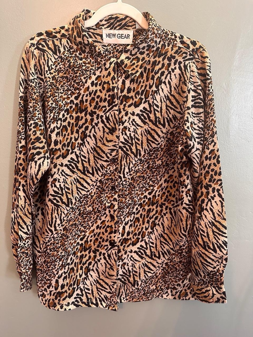Women's Brown Animal-Print Button Down Shirt